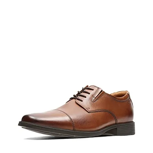 Clarks Tilden Cap Oxford - Zapatos Planos para Hombre, Cuero marrón Oscuro., 41 EU