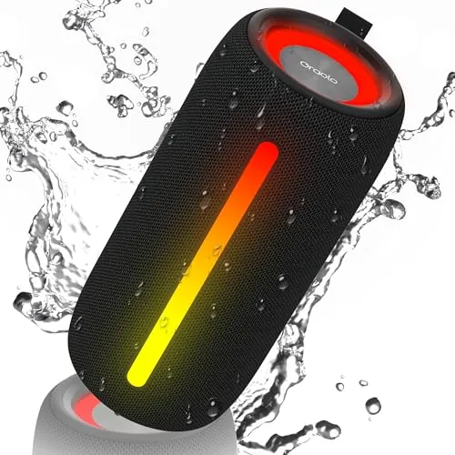 Altavoz Bluetooth Pequeño 5.4, Altavoz Portatil con RGB Luces, Altavoz Bluetooth Potente 24W, Bluetooth Speaker, Impermeable IPX6, 30H Reproducción, Compatible con TWS/USB/TF/AUX, para Exteriores
