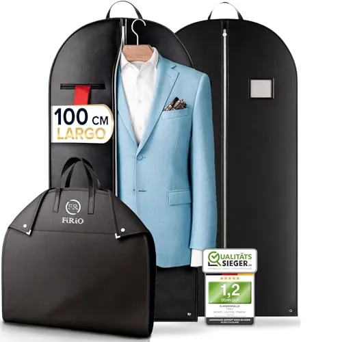 FiRiO 2x Funda Traje Plegable I Bolsa Portatrajes Hombre Viaje I 100x60cm