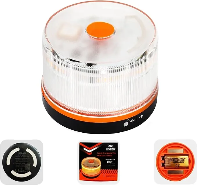 HIBRON EXTRASTAR Luz Emergencia Baliza V16 Homologada DGT con Geolocalización, Baliza Coche Conectada DGT 3.0, Datos Incluidos hasta 12/2038