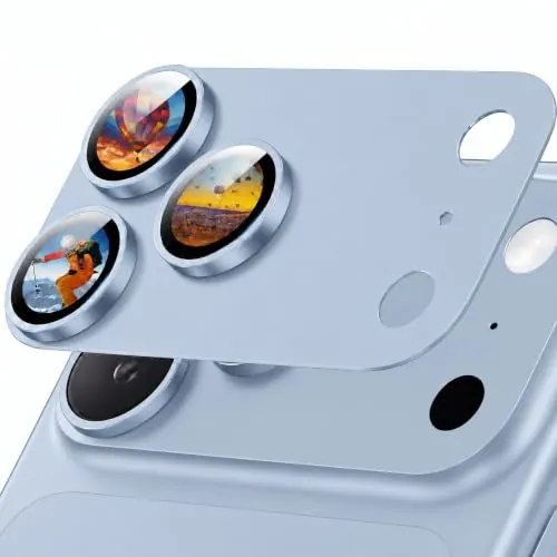 Jurqqer Protector Lente Cámara para iPhone 18 Pro Max, Azul glacial | Vidrio Templado 9H, HD Alta Transparencia, Antihuellas, Cubierta Antirrayas, Compatible con Fundas, HD Claro