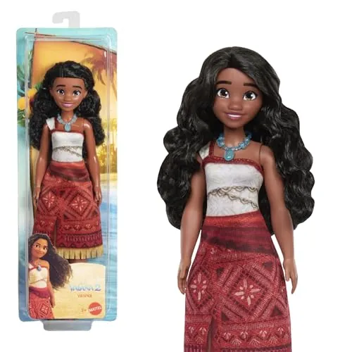 Mattel Disney Vaiana 2 Muñeca de moda de Vaiana con 2 accesorios, ropa de quita y pon con collar y tobillera, inspirada en la película, JBT56