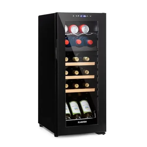 Klarstein Vinoteca nevera frigorífico, de 18 botellas - Modelo independiente con 2 zonas de refrigeración - Equipado con compresor de eficiencia energética - Ideal para amantes eel vino
