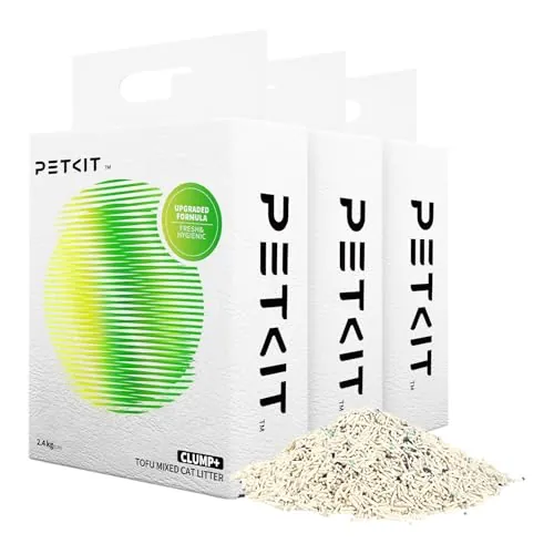 PETKIT Arena para gatos 5 en 1, lavable, sin olor, con carbón activo, extremadamente absorbente y rápido secado (3 bolsas de 2,4 kg/bolsa)