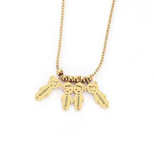 Bervi Collar Personalizado con Nombres Grabados | Acero Inoxidable | Regalo Mujer, Niños y Niñas