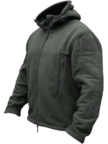 TACVASEN Chaqueta Polar Hombre con Capucha Militar Resistente al Viento