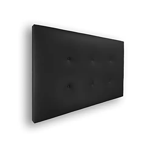 Silcar Home - Cabecero de Cama Carlo 115 Negro - Estructura de Madera, Tapizado en Polipiel, Diseño Moderno con Dos hileras Botones, Fácil Instalación - Polipiel Negro, 115 cm