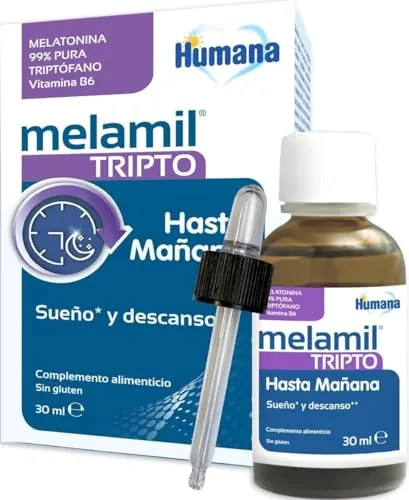 Melamil Tripto, complemento alimenticio a base de melatonina 99% pura, triptófano y vitamina B6 que ayuda a descansar cada noche, 30 ml en gotas