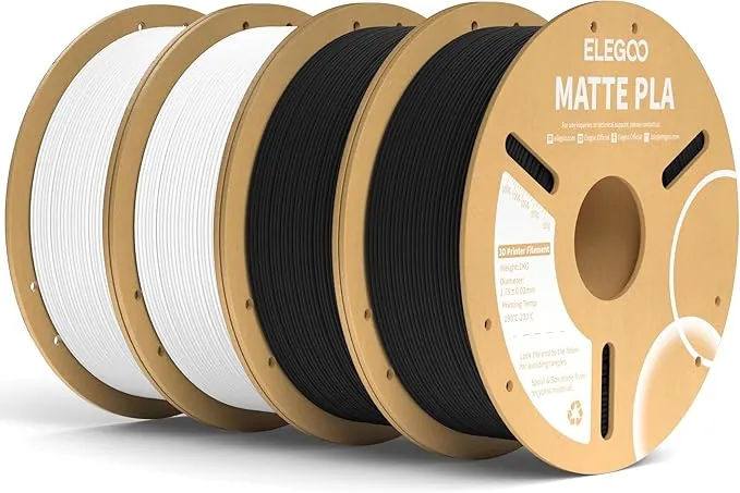 ELEGOO Filamento PLA MATE 1.75 4KG Negro y Blanco, Filamento para Impresora 3D, Precisión Dimensional +/- 0.02mm, Carrete Filamento 3D,para Mayoría Impresoras 3D