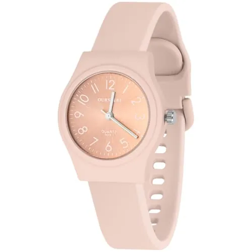 OFFCUP Reloj de Mujer con Correa de Silicona, Reloj Deportivo Analógico de 38mm con Esfera Fácil de Leer, Ideal para Enfermeras, Estudiantes y Niñas (B-Rosa)