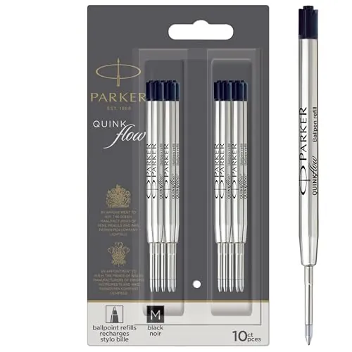 Parker Recambios de tinta para bolígrafos | punta mediana | tinta negra | paquete de 10