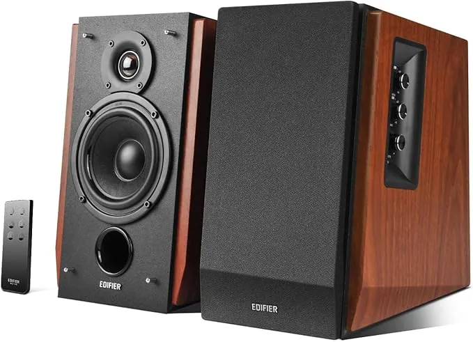 Edifier R1700BT Altavoces de Estante Bluetooth - Monitores de Estudio de Campo Cercano Activos - Altavoces 2.0 - Instalación de gabinete de madera - 66w RMS