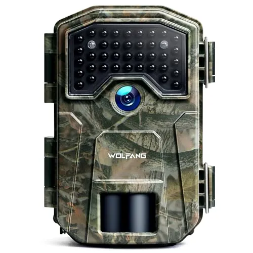 WOLFANG Cámara de Caza, Camara Fototrampeo 48MP 4K HD, Nocturna 940 NM LED IR Sin Brillo con 0,3s Activación, Cámara Caza Impermeable IP66 para Vida Silvestre y Monitoreo de Seguridad WT01