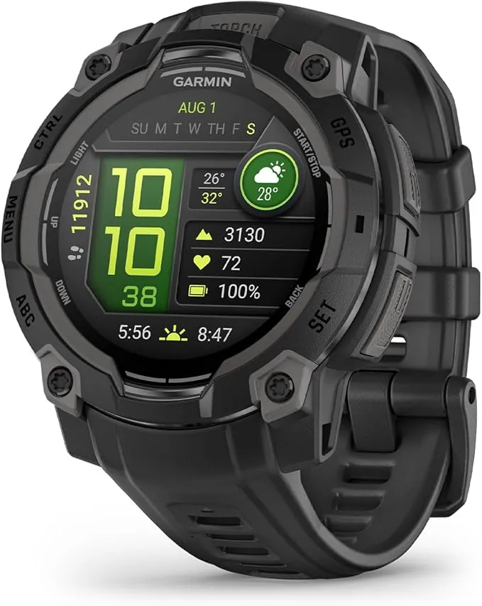 Garmin Instinct 3, Reloj Inteligente con GPS, Pantalla AMOLED de 45 mm, Resistente al Agua, Aplicaciones Deportivas integradas, Monitorización de la Salud, Linterna LED, hasta 18 días autonomía, Negro