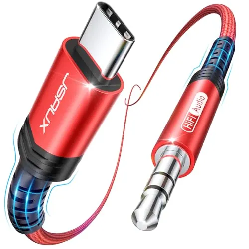 JSAUX Cable AUX USB C a Jack 3.5, Tipo C a 3,5 mm Macho Jack de Adaptador Coche de Estéreo Auxiliar Audio Compatible con iPhone 17 Air/16/15 Pro MAX Plus, Galaxy S25 S24 S23 Ultra, Pixel 9, iPad Pro