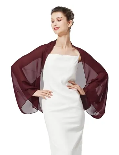 BEAUTELICATE Chal Cape Mujer Fiesta Gasa Bufanda Estola Verano para Novia Bodas Invitada Elegante Ligero (Cabernet)