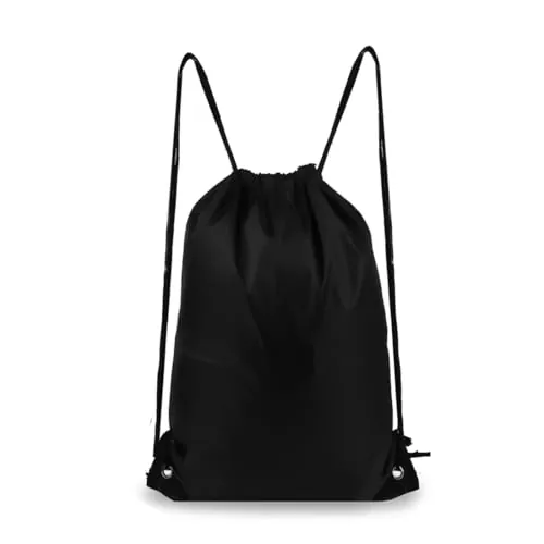 KEQAR Bolsa con cordón impermeable, mochila deportiva, bolsa mochila de cuerdas, saco de tela para gimnasio, escuela, playa, vacaciones, natación, viajes (Negro)