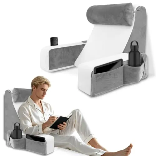 HOMCA Almohada Lectura Cama con Cuello Desmontable y Brazos, 38x47x57cm