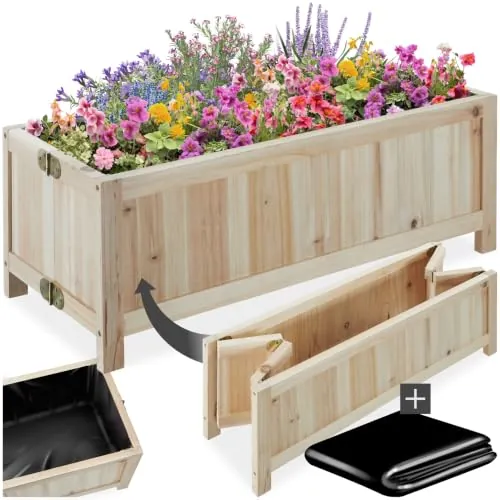 tectake® Jardinera Exterior Rectangular en Madera de Abeto, Ideal para Huerto Urbano Terraza, Cultivar Semillas de Plantas Aromaticas, Jardineras Exterior Grandes - 30 x 70 x 25 cm