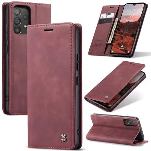 Azororo Funda para Samsung Galaxy A53 5G PU Cuero Premium, Tapa Libro Estuche Flip Case, Tarjetas/Billetera, Soporte Plegable y Cierre Magnético Carcasa para Samsung Galaxy A53 -Vino Rosso