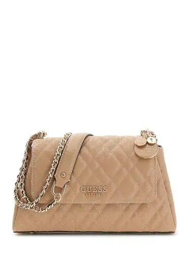 GUESS bolso de hombro bolso bandolera Isemay Convertible Xbody Flap Bag Pale Mocha marrón topo
