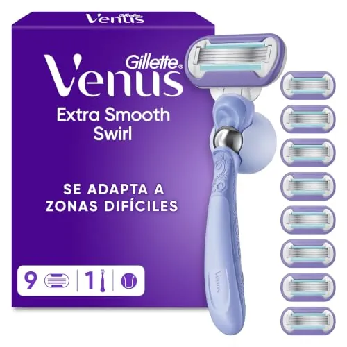 Gillette Venus Deluxe Smooth Swirl Máquinilla de Afeitar Mujer, 9 Recambios