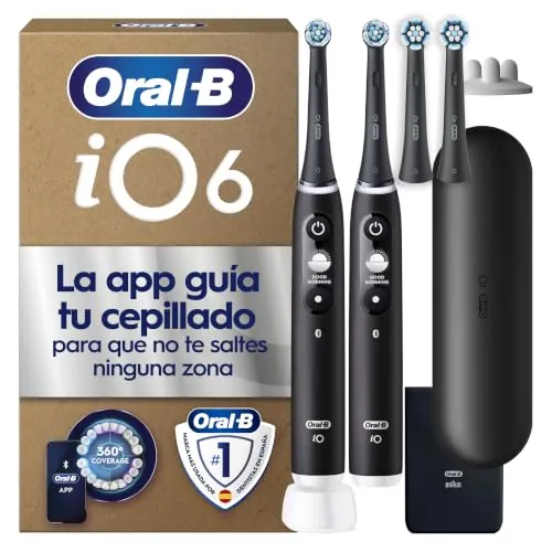 Oral-B iO 6 Cepillos de Dientes Eléctricos, Negro y Rosa, Pack de 2