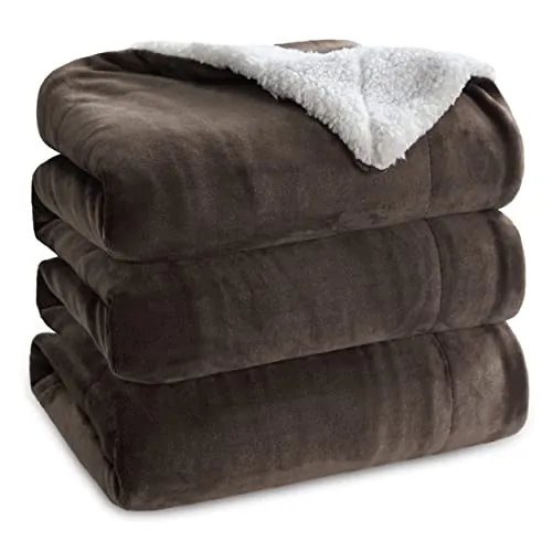 Bedsure Manta Sofá Polar Invierno - Sherpa, Marrón, 220x240 cm