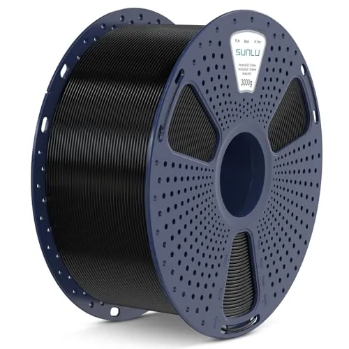 SUNLU Carrete Grande (Gran Bobina) 3KG Filamento PLA Plus, Filamento PLA+ para Impresoras 3D 1.75mm ±0.02mm, Más Duro y Resistente, Bobina de 3kg Negro