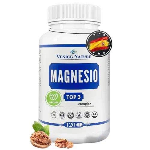 Magnesio Complex 400mg Puro Alta Dosis - Mejor valor €/mg - Citrato + Bisglicinato + Óxido, Magnesio 3, 120 Cápsulas Vegan - Uso Diario - (120 Unidades)