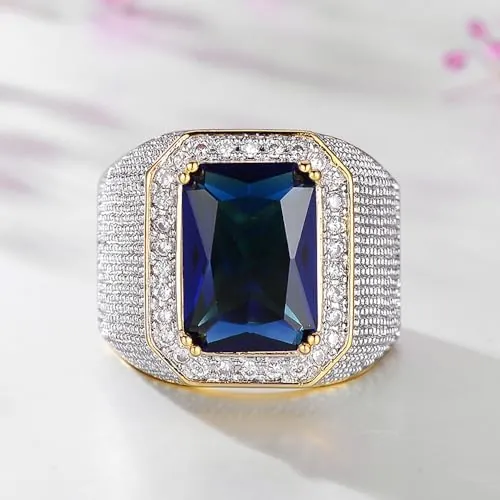 Preciosos anillos de circonita cúbica brillante para hombre, joyería de fiesta de aniversario masculino, 11, Latón, Zirconia cúbica