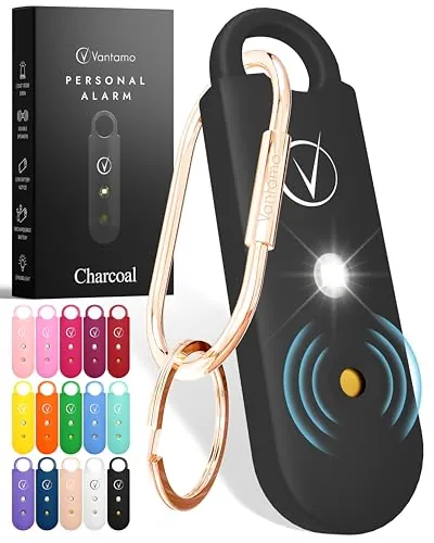 Vantamo Alarma Personal para Mujeres 130dB con Doble Altavoz, Luz Estroboscópica Potente e Indicador De Batería Baja, Llaveros Dispositivo de Autodefensa Personal Compacto