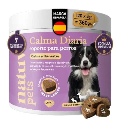 Calmante para Perros Premium - 7 Ingredientes Funcionales, 120 Masticables