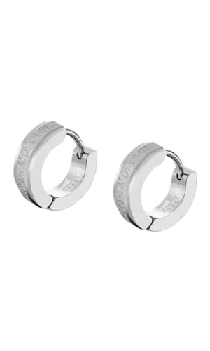 LOTUS STYLE Pendientes Aro Hombre - Aros Acero Inoxidable 316L - Cierre Seguro - Ligeros, Cómodos y Resistentes - Aros Hombre Color Plata 11.75 mm LS2152-4/1