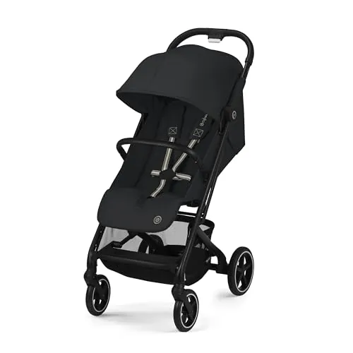 CYBEX Gold Cochecito Beezy con arnés de ajuste con una sola mano, Desde el nacimiento hasta aprox. 4 años (máx. 22 kg), Compacto y ergonómico, Magic Black (Negro con chasis negro)