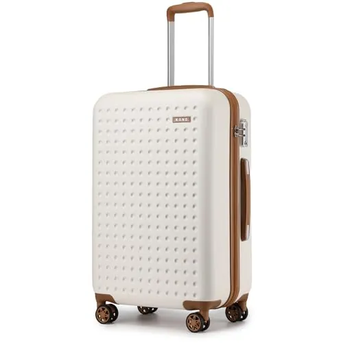 Kono 75cm Maleta de Cabina Grande Maletas de Viaje Cabina Ligera Portátil con Cerradura TSA y 4 Ruedas, Blanco