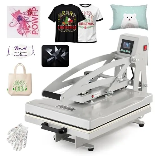 CREWORKS Prensa de Calor 50x40, Plancha Sublimacion Semiautomática 2200W con Base Antideslizante Prensa Termica para Camiseta, Alfombrillas de Ratón y Más