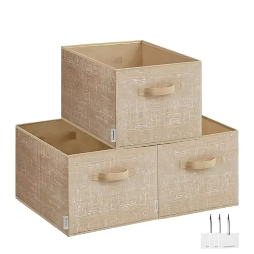 SONGMICS Juego de 3 Cajas de Almacenaje Plegables, 40 x 30 x 24 cm
