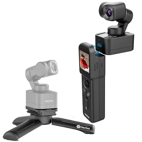 Feiyu Pocket 3 con Control Remoto – Cámara Vlog 4K de Bolsillo con Gimbal de 3 Ejes, Gran Angular de 120°, Apertura f/2.0, Ideal para Youtube, TikTok y videoblogs