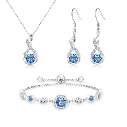 Cangall Juego de joyas de plata de ley 925 para mujer, conjunto de collar, pendientes y pulsera con circonita cúbica AAAAAAA, joya de plata 925, regalo de aniversario de boda, Piedra