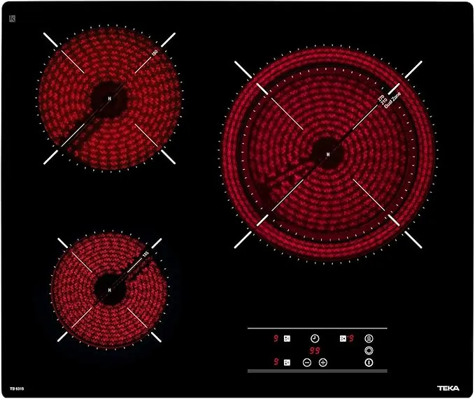 TEKA Placa Vitrocerámica 60 cm, 3 Fuegos, Touch Control, Función Stop & Go, Indicador de Calor Residual, Modelo TB 6315