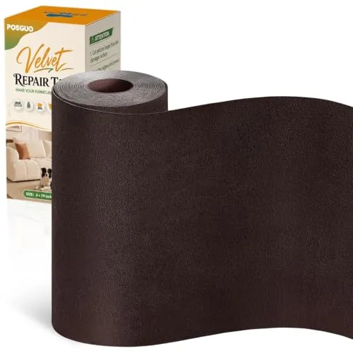 POSGUO Tela Adhesiva para Tapizar de Terciopelo 10x200 cm Marrón oscuro