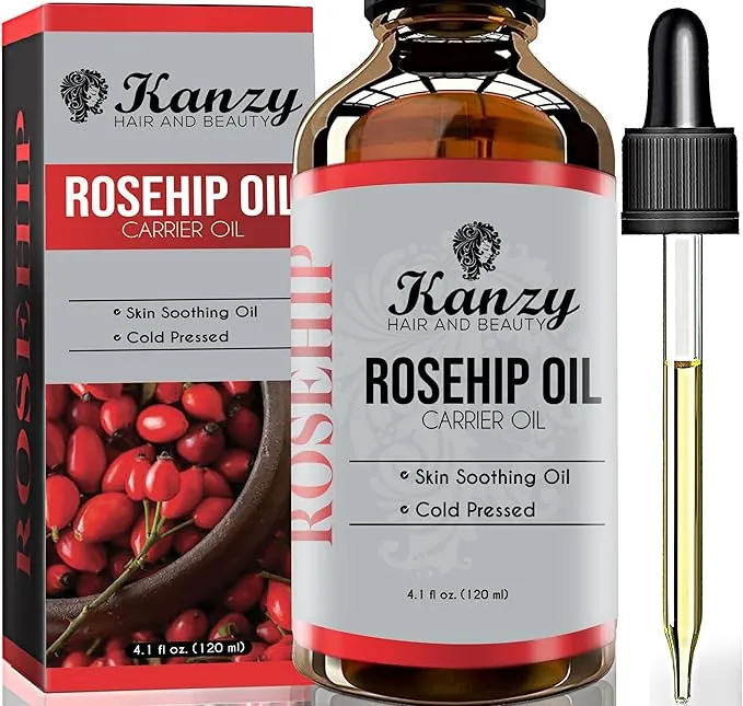 Kanzy Aceite de Rosa Mosqueta 120ml Prensado en Frío sin Refinar Rosa Mosqueta para Cicatrices y Estrías, usado como Hidratante para Cuerpo y Piel