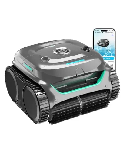 WYBOT C2 Limpiafondos Piscina Robot Inalámbrico, 3 Motores, Doble Filtración, Limpieza Paredes y Línea de Agua, Autonomía 180 Min, para Piscinas Enterradas hasta 150㎡, App(Verde Grava-Gris)