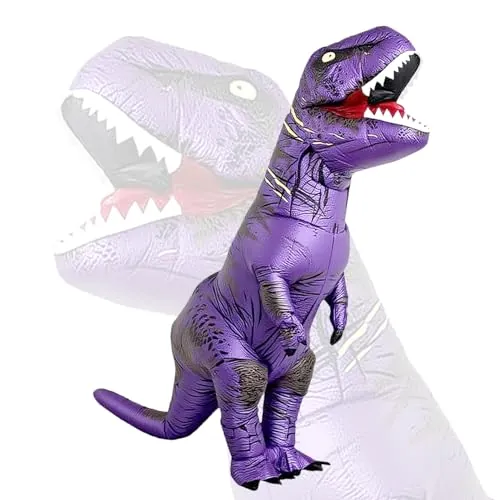 Eayaele Disfraz Dinosaurio Adulto Hinchable T-Rex - Traje de Carnaval, Halloween, Fiestas - Tamaño Único, Fácil de Usar (Morado)