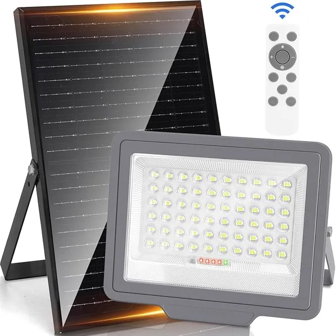 Aigostar - Foco solar exterior con mando a distancia, 15000mAH, gran panel solar y batería de gran capacidad. Luz solar LED, cable 2m, 6500K, para interior y jardín, patios, garajes o piscinas.