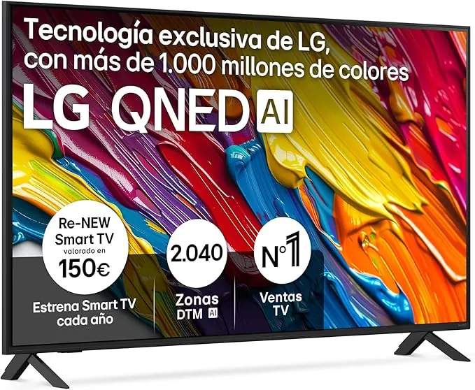 LG 55QNED84A6C - TV 55", 4K QNED EVO, Smart TV, WebOS 25, Procesador Potente e Inteligente, Super Upscaling, Dolby Dilgital Plus, Alexa/Google Assistant, Negro