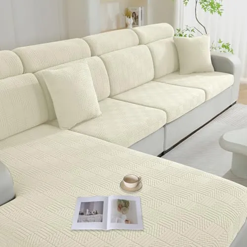 Ystyle Funda Asiento Sofa Ajustable, Alta Extensible Funda Sofa Cojin Separado, Antideslizante, Universal, Lavable, Protector de Muebles para Perros y Mascotas (3 Asiento, Beige)