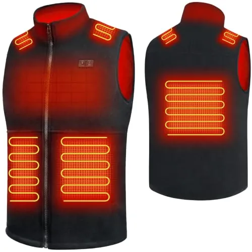 seenlast Chaleco Calefactable Hombre Mujer, Chaleco Térmico Eléctrico Polar con 3 Temperaturas 6 Zonas Calefactables, Chaqueta Calefactable Hombre Mujer Lavable para Exteriores(Batería No Incluida)