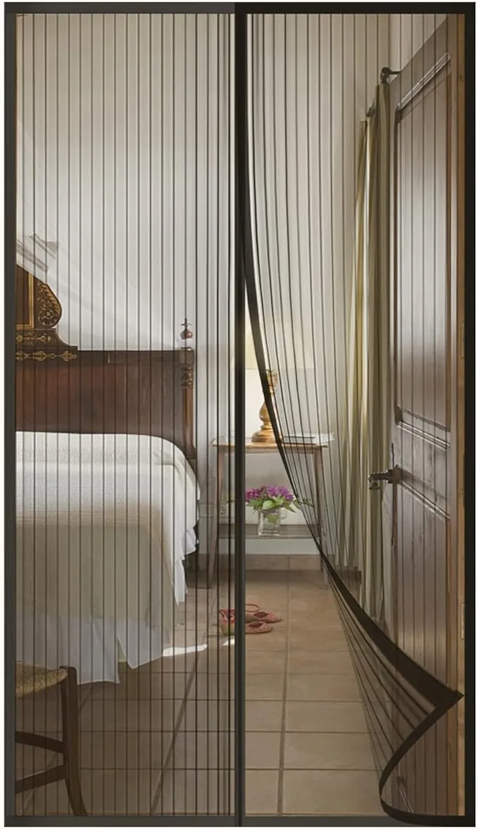 DIKER Mosquitera Cortina Puerta Magnetica Imantada Exterior Corredera, Antimosquitos con Imanes, Tela Mosquiteras de Ventanas para Puertas del Balcón, Magnético Automático(200x220cm,negro)
